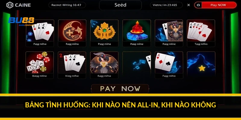 Bảng tình huống: khi nào nên all-in, khi nào không